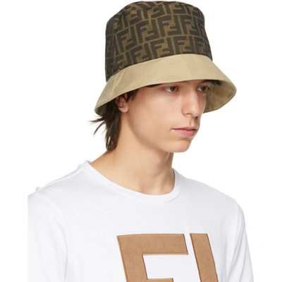 Shop Fendi Reversible Beige 'ff' Bucket Hat In F0qb9beige