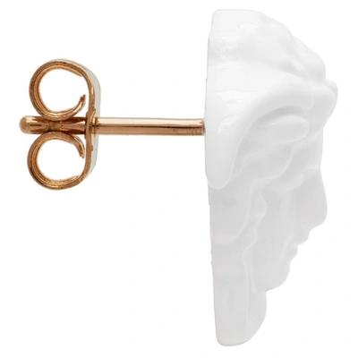Shop Versace White 'la Medusa' Stud Earrings In 4j040 White