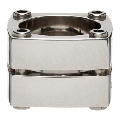 Shop Balenciaga Silver Gear Plate Ring In 0911 Silver