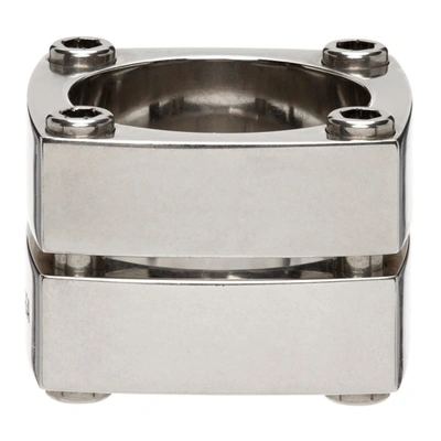 Shop Balenciaga Silver Gear Plate Ring In 0911 Silver