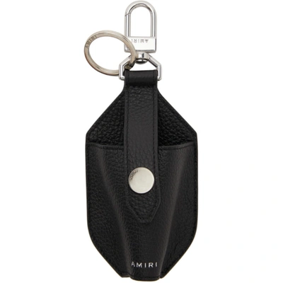 Shop Amiri Black Leather Hand Sanitizer Holder Keychain