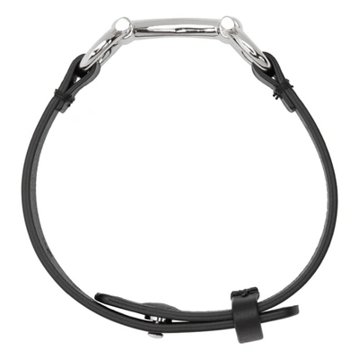 Shop Ferragamo Black Horsebit Bracelet In 001 Black/pld Lucido