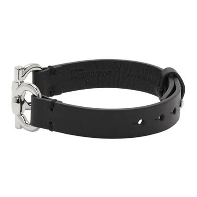 Shop Ferragamo Black Horsebit Bracelet In 001 Black/pld Lucido