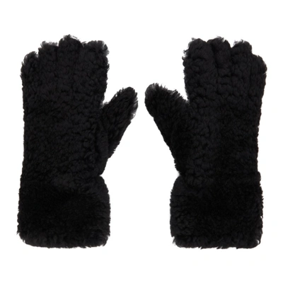 Shop Bottega Veneta Black Shearling Gloves In 1000 Black