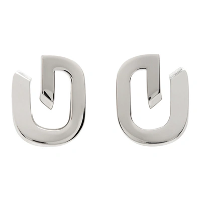 Shop Givenchy Silver G-link Earrings In 040-silver Grey