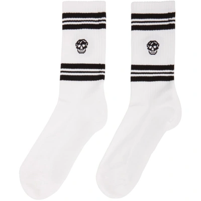 Shop Alexander Mcqueen White Skull Sport Socks In 9060 White/black