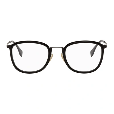 Shop Fendi Black Rectangular Glasses In 0807 Black
