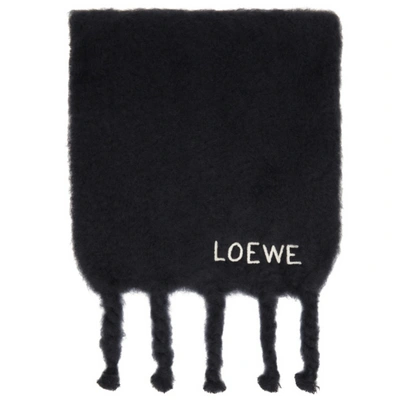 Shop Loewe Black Mohair Scarf In 1100 Black