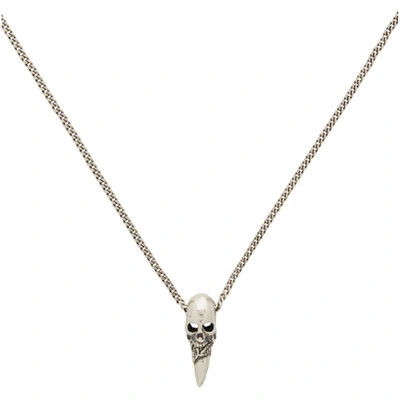 Shop Emanuele Bicocchi Ssense Exclusive Silver Skull Horn Necklace
