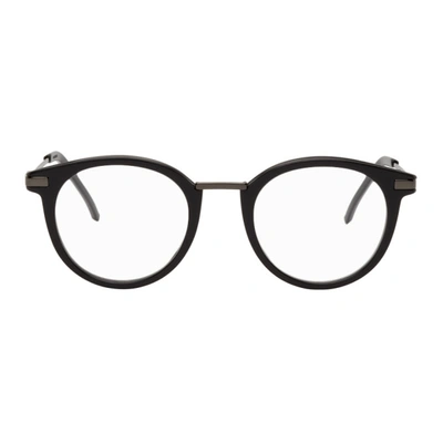 Shop Fendi Grey & Gunmetal Acetate Round Glasses In 0kb7 Grey