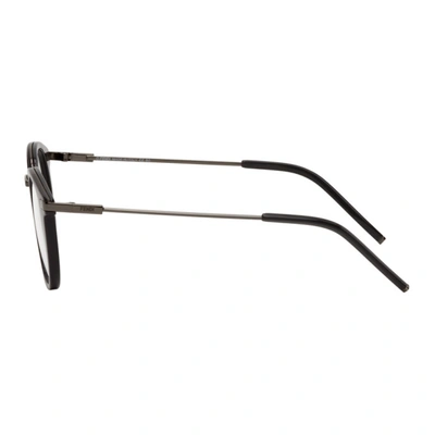 Shop Fendi Grey & Gunmetal Acetate Round Glasses In 0kb7 Grey
