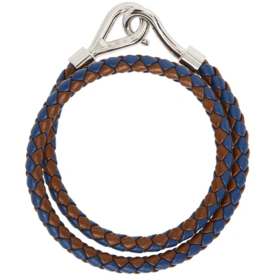 Shop Marni Navy & Brown Double Wrap Bracelet In 00b59 Bluette