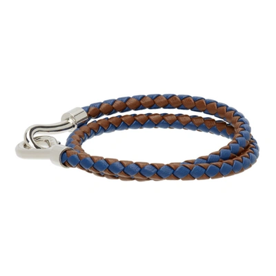 Shop Marni Navy & Brown Double Wrap Bracelet In 00b59 Bluette