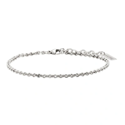 Shop Saint Laurent Silver Chain Plaque Bracelet In 8142 Argent Oxyde