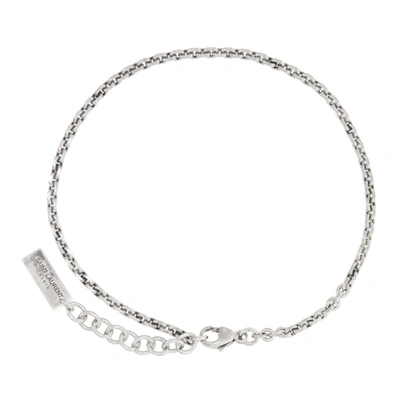 Shop Saint Laurent Silver Chain Plaque Bracelet In 8142 Argent Oxyde