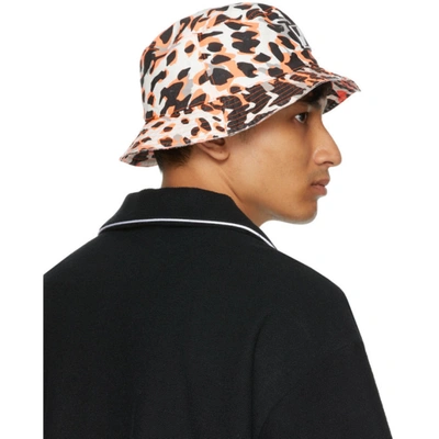 Shop We11 Done Orange Leopard Bucket Hat In Neon Orange