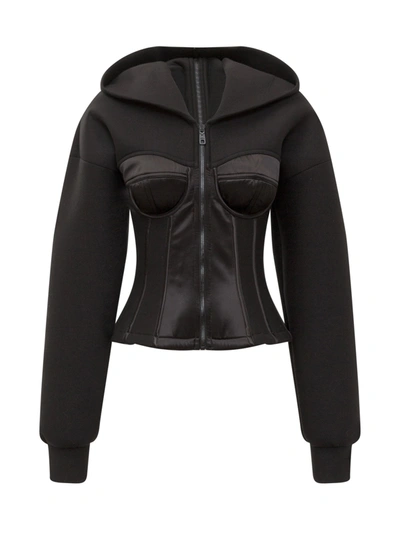 Shop Dolce & Gabbana Corset Hooded Jacket In Black