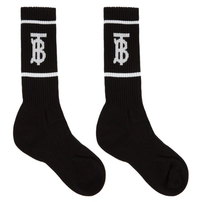 Shop Burberry Black Intarsia Monogram Socks