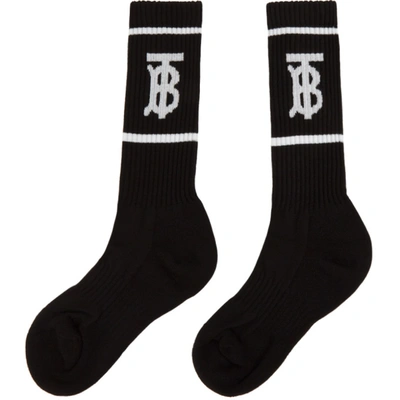 Shop Burberry Black Intarsia Monogram Socks