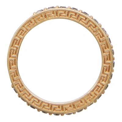 Shop Versace Gold & Black Embedded Band Ring In K41t Gold
