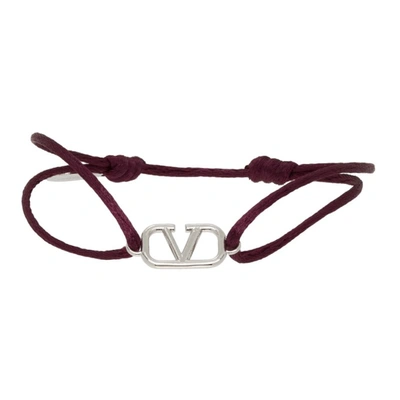 Shop Valentino Purple Cord Vlogo Bracelet In 71s Cayenne