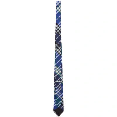 BURBERRY 蓝色 CLASSIC CUT 格纹真丝领带