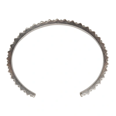 Shop Saint Laurent Silver Textured Cuff Bracelet In 8142 Argent