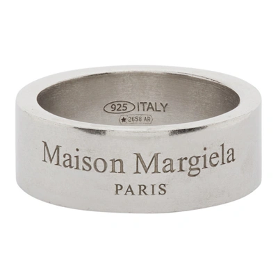 Shop Maison Margiela Silver Logo Ring In 951 Pallad