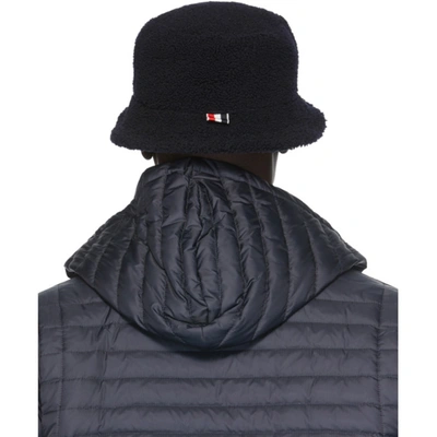 Shop Thom Browne Navy Shearling Bucket Hat In 415 Navy