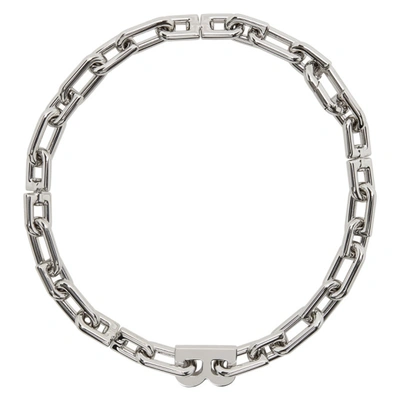 Shop Balenciaga Silver Thin B Chain Necklace In 0926 Shiny Silver