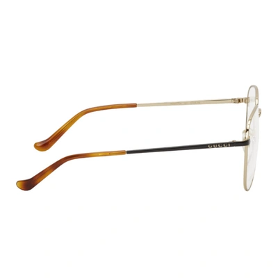Shop Gucci Gold Round Glasses In 001 Gold