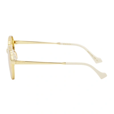 Shop Gucci Yellow & Gold Gg0872s Sunglasses In 005 Gold