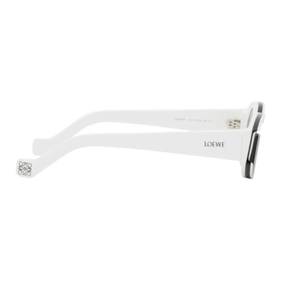 Shop Loewe White & Black Paula's Ibiza Oval Sunglasses In 5221a White