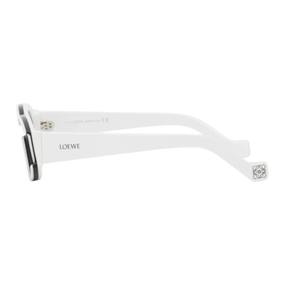 Shop Loewe White & Black Paula's Ibiza Oval Sunglasses In 5221a White