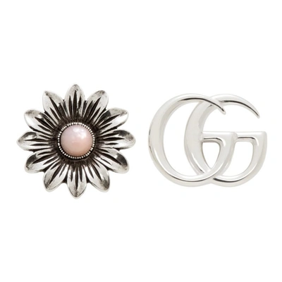 Shop Gucci Silver Double G Flower Stud Earrings