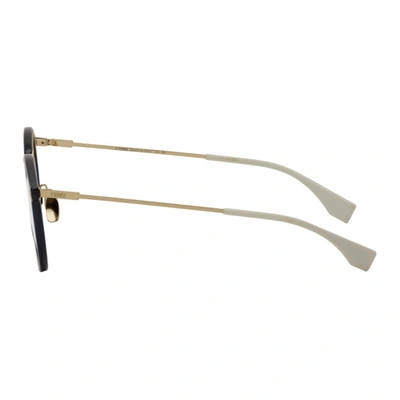 Shop Fendi Black & White Acetate Round Glasses In 0j5g Gold