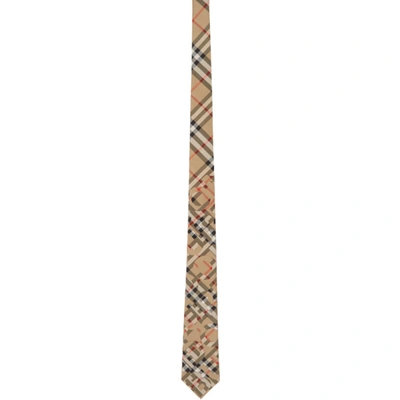 BURBERRY 驼色 CLASSIC-CUT 格纹真丝领带