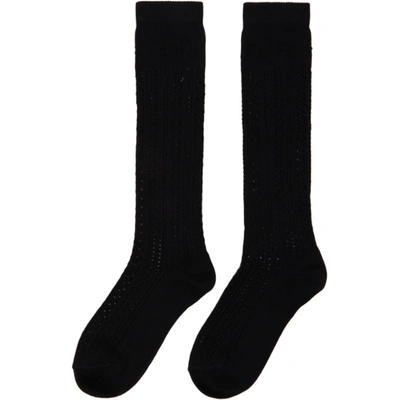 Shop Fendi Black Cotton Macramé Socks In F0qa1black
