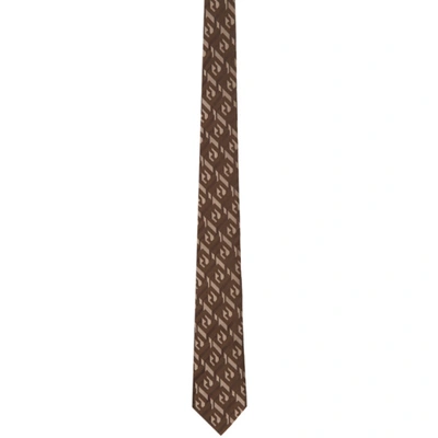 Shop Fendi Brown Silk 'forever ' Tie In F0qf0tobac