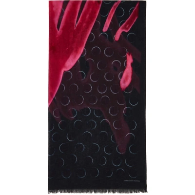 Shop Dries Van Noten Black & Pink Len Lye Edition Flames Scarf In 304 Fuchsia