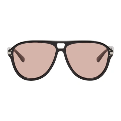 Shop Amiri Black & Pink Logo Aviator Sunglasses In Black / Pink