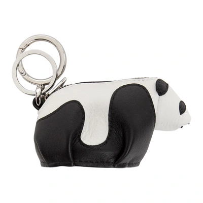 Shop Loewe Black & White Panda Charm Keychain In 1102 Black/
