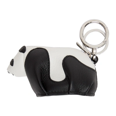 Shop Loewe Black & White Panda Charm Keychain In 1102 Black/