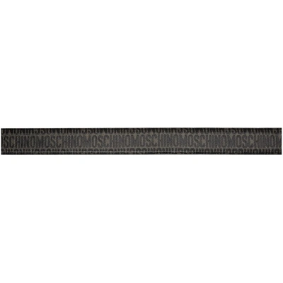 Shop Moschino Green All-over Logo Belt In A3448 Green