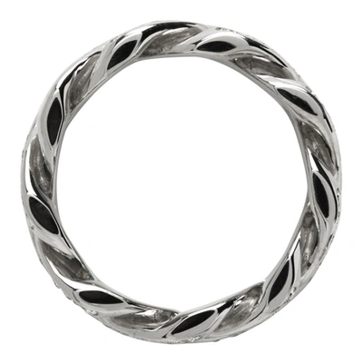 Shop Ambush Silver Pavé Classic Chain Ring In Platino