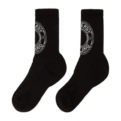 Shop Burberry Black Intarsia Logo Socks