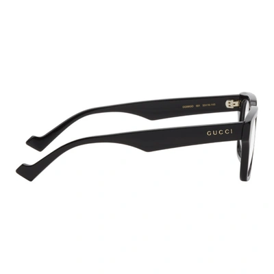 Shop Gucci Black Square Shiny Glasses In 001 Black