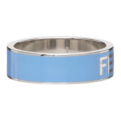 Shop Fendi Blue Logo Ring In F0ag6 Palla