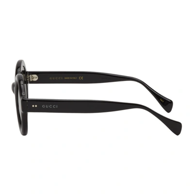 Shop Gucci Black & Grey Round Sunglasses In 003 Black