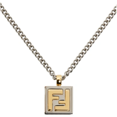 Shop Fendi Gold And Silver 'forever ' Necklace In F0f0n Palla